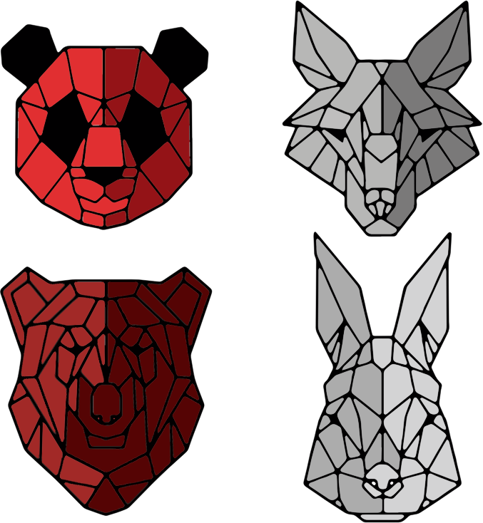 Geometric Panda Wolf Bear Rabbit