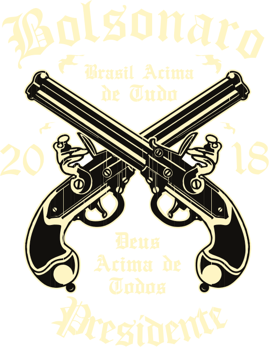 Estampa para camiseta Jair Bolsonaro Presidente 2018 Armas