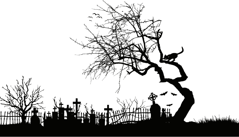 Midnight Graveyard Silhouette Isolated