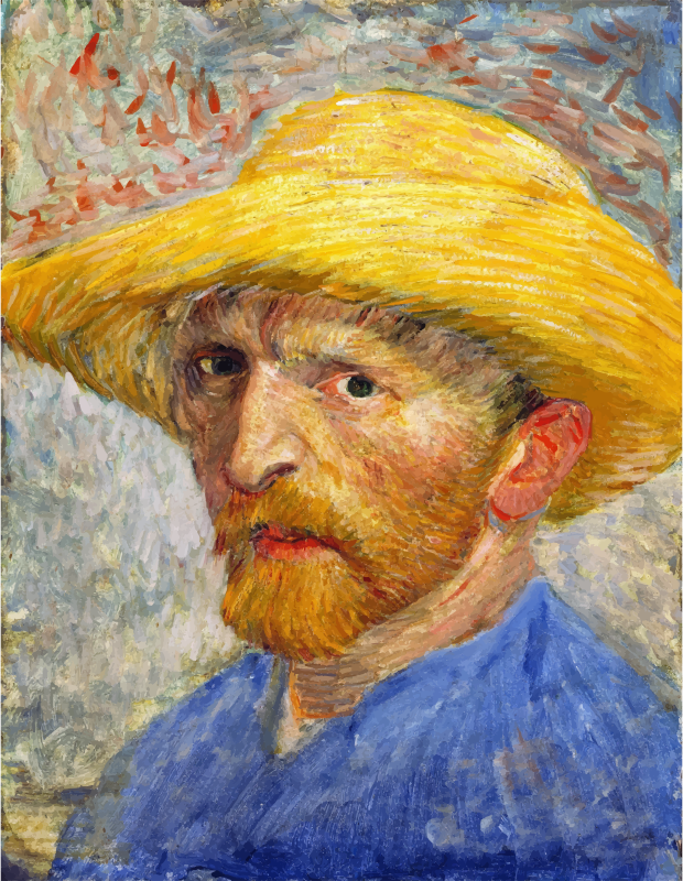Van Gogh Self Portrait With Straw Hat 1887