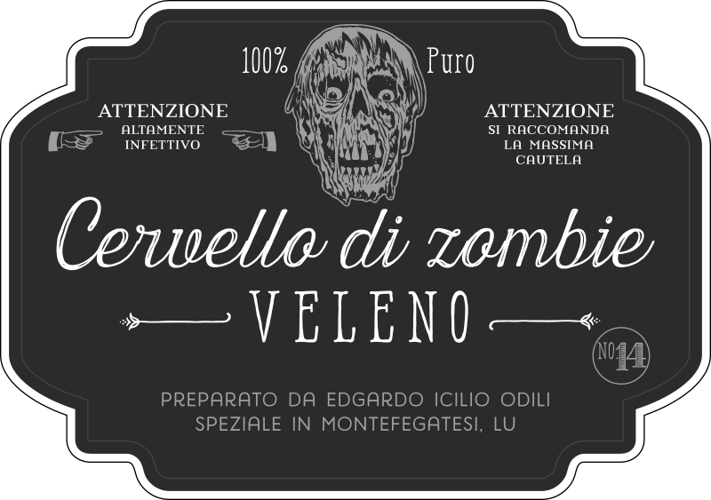 Etichetta per Halloween - Cervello di zombie