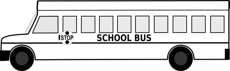Big School Bus Black and White Free Clipart Icon
