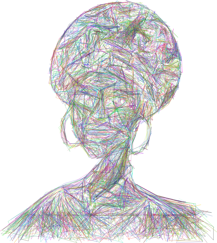 African Woman Illustration Geometric Wireframe Prismatic