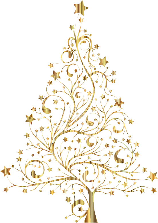 Starry Christmas Tree Gold II No BG
