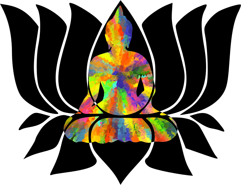 Buddha Lotus Negative Space Low Poly
