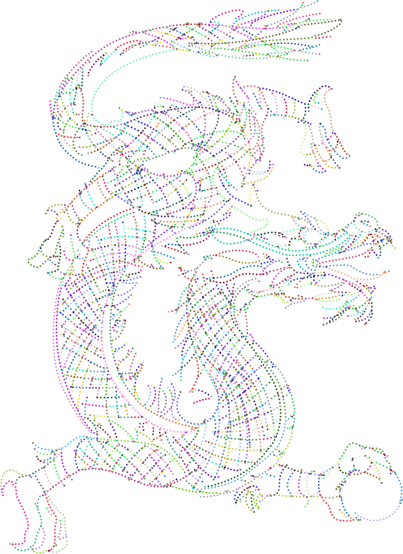 Dragon Line Art By PoseMuse Dots Prismatic No BG