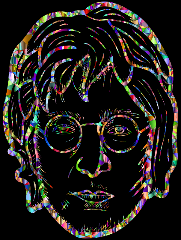 John Lennon Portrait By blambasa Vivid Chromatic Low Poly With BG