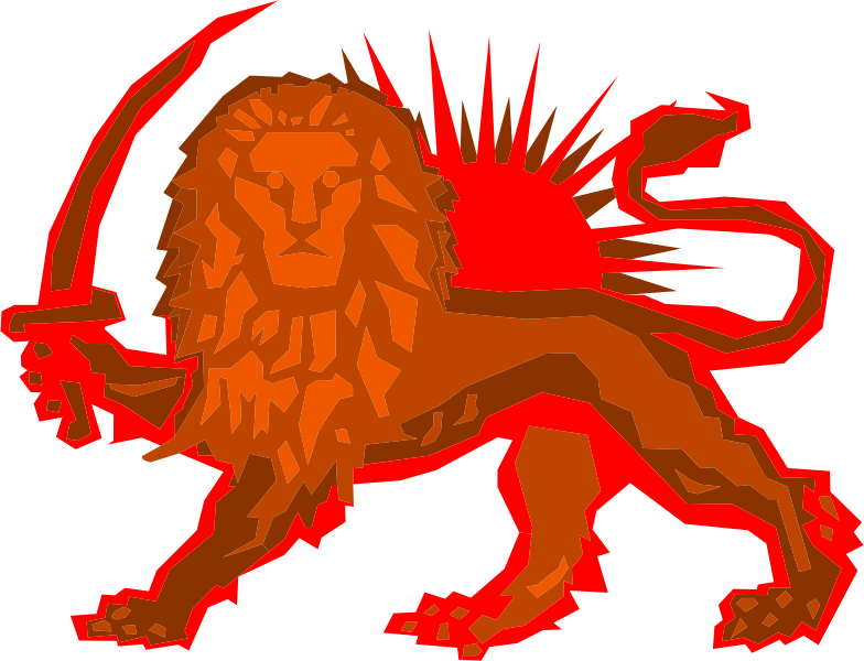 Polygonal Lion And Sun Red