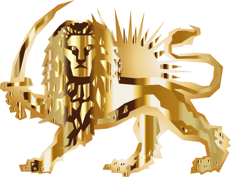 Polygonal Lion And Sun Gold