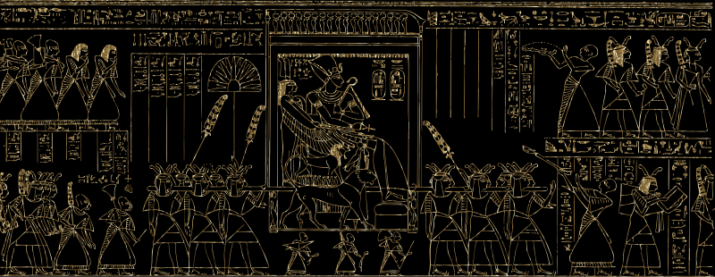 Pharaoh Being Carried Line Art Gold