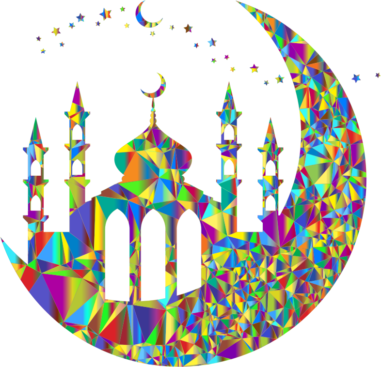 Mosque On Crescent Moon Silhouette By jambulboy Low Poly