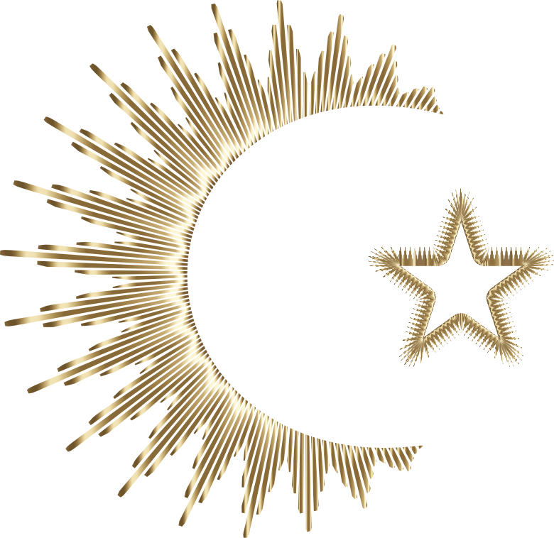 Art Deco Style Crescent And Star Gold