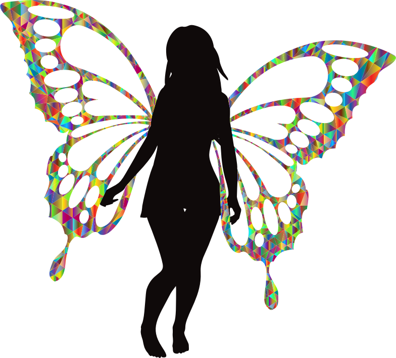 Butterfly Woman Silhouette Iridescent