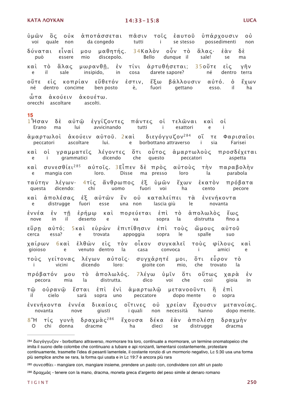 TIGINT Traduzione Interlineare Greco Italiano del Nuovo Testamento