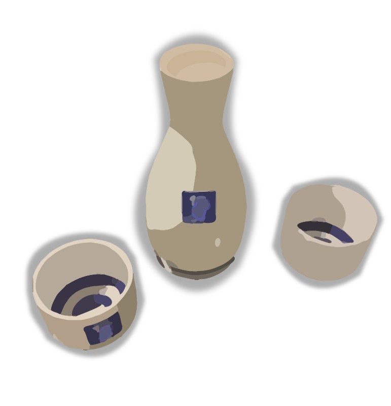 Sake Bottle and Cups