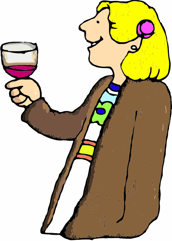 A lady drinking red wine