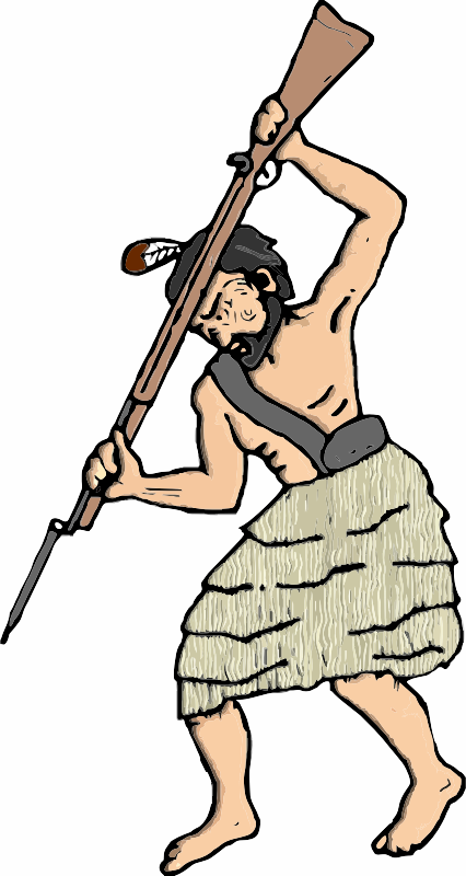 An early Maori Warrior with rifle