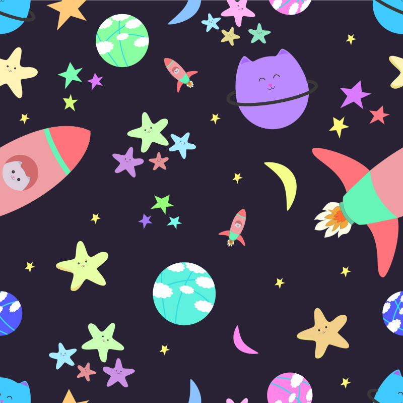 Cats in Space Pattern