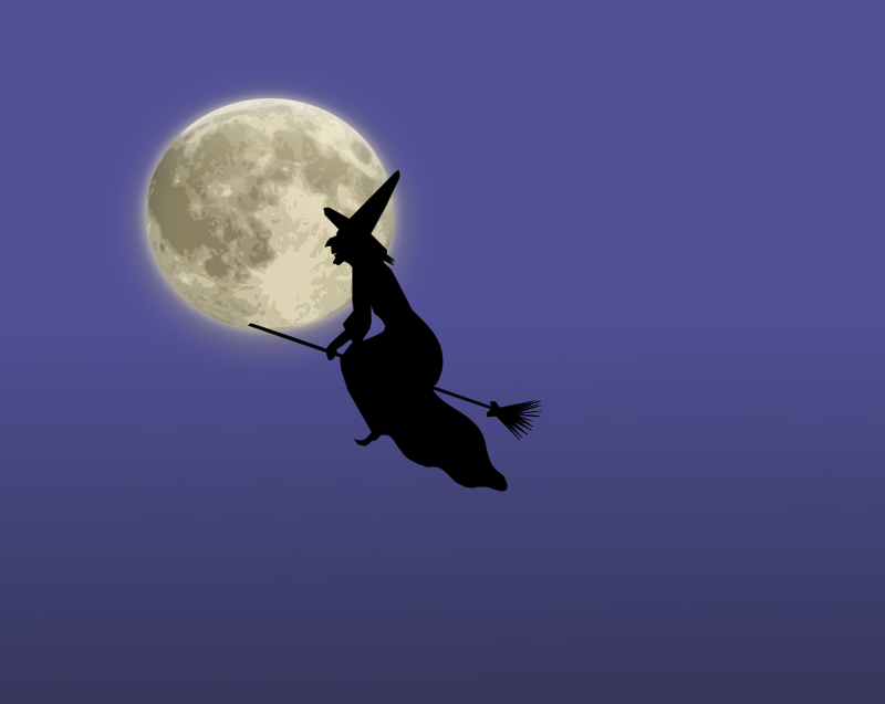 Halloween Witch in the Sky