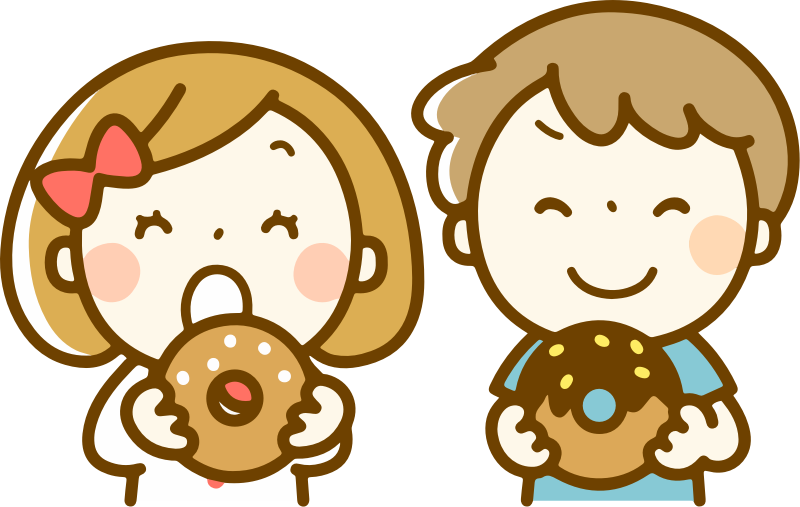 Children eating doughnuts 