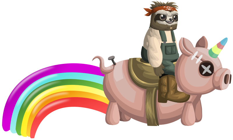 Sloth Rainbow Pig Rider