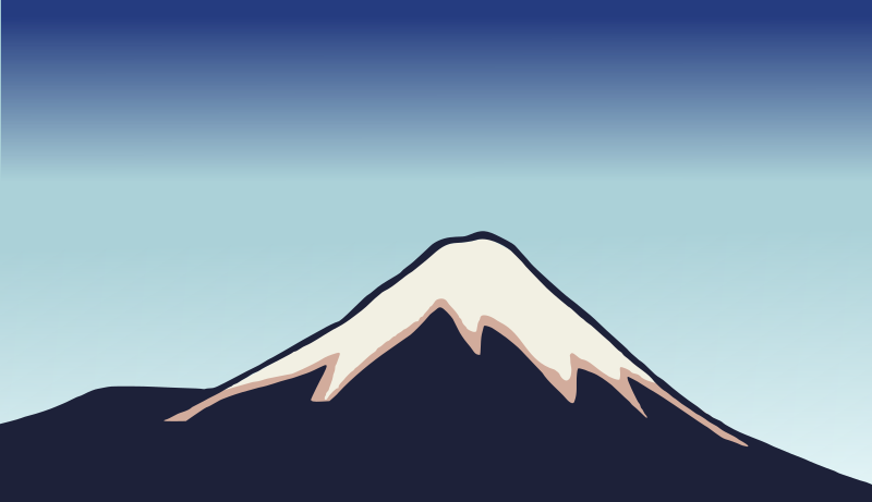 Isolated Woodblock Mount Fuji - Simplified