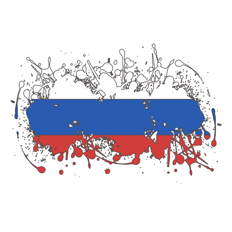 Russian National Flag Splatter Outline Mix