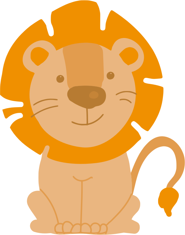 Drawing of a cute smiling sitting lion