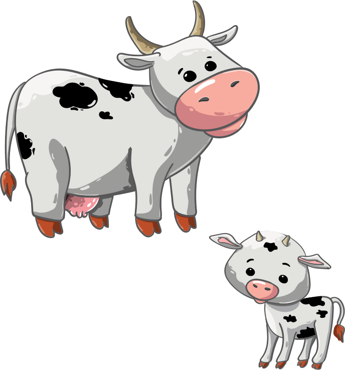 cartoon dairy cow and calf