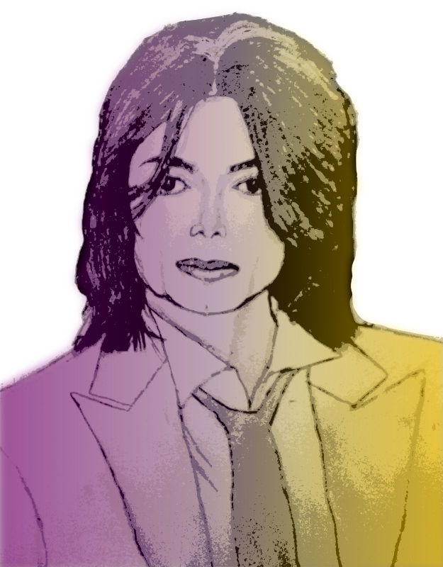 Two Tone Colour Drawing of Michael Jackson