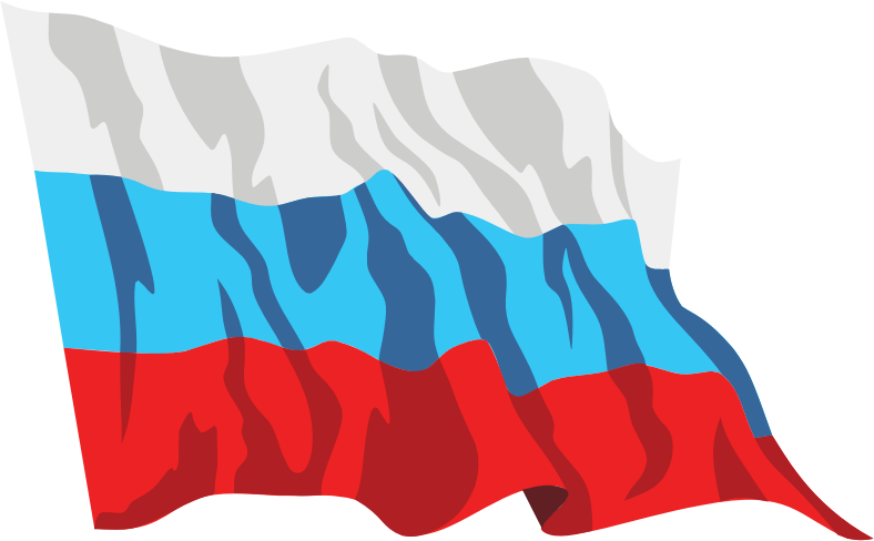 Russian Flag Waving In The Wind