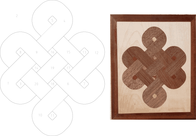 Ming Knot as geometry and image when made with wood veneers