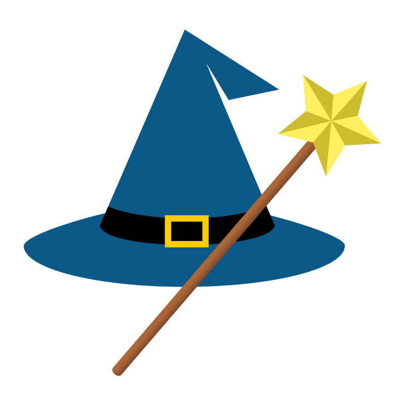 wizard hat and wand