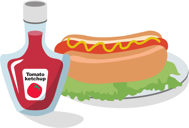 Hotdog With Ketchup Bottle