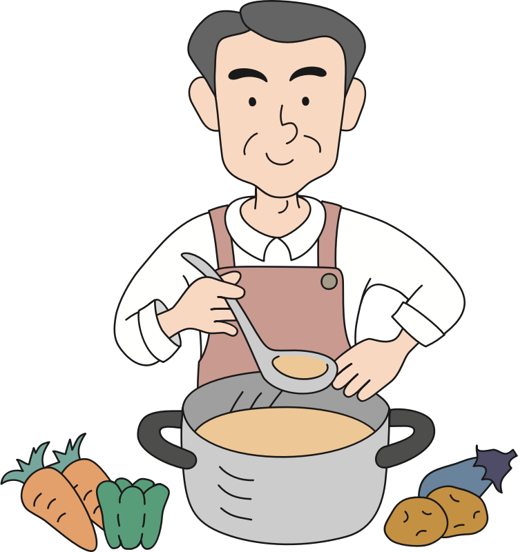 Man cooking soup