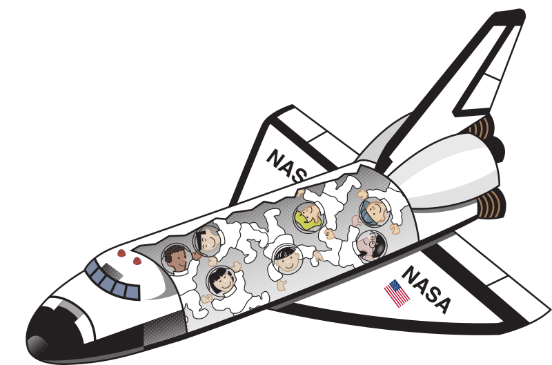 Space Shuttle with Kids Floating Inside - Colour Remix
