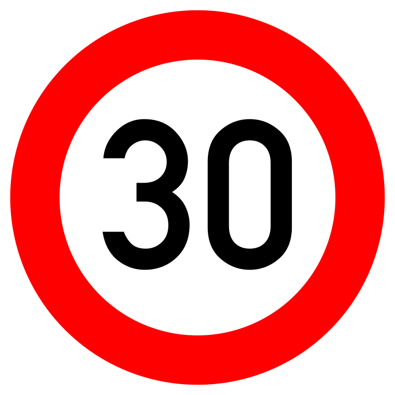 German Road Sign - Maximum speed limit 30 km/h