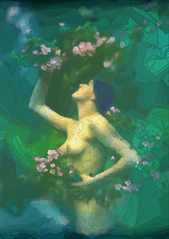 Nude Woman Among Flowers