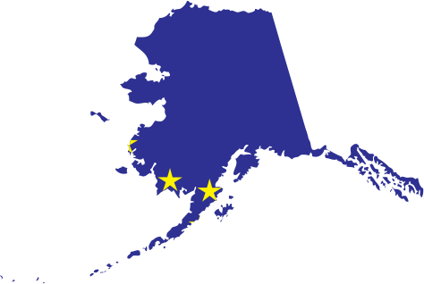 Alaska State Outline with Flag Background