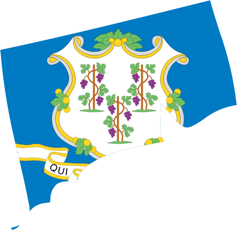 Connecticut State Outline with Flag Background