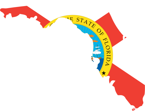 Florida State Outline with Flag Background
