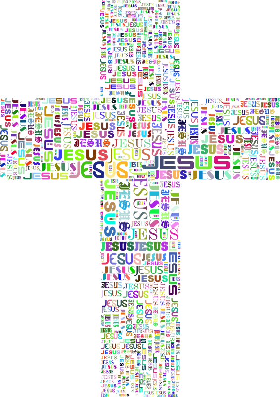 Jesus Cross Typography Colorful