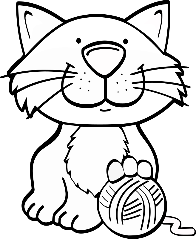 Cat with yarn - white