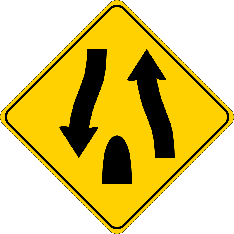 Caution - Divided Highway Ends