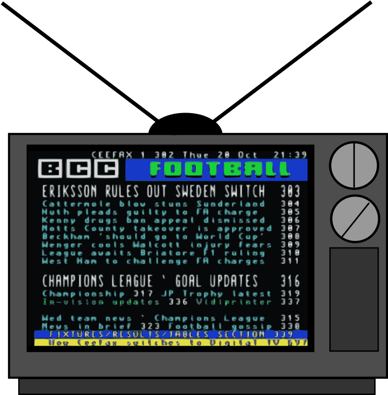 Teletext on a Television