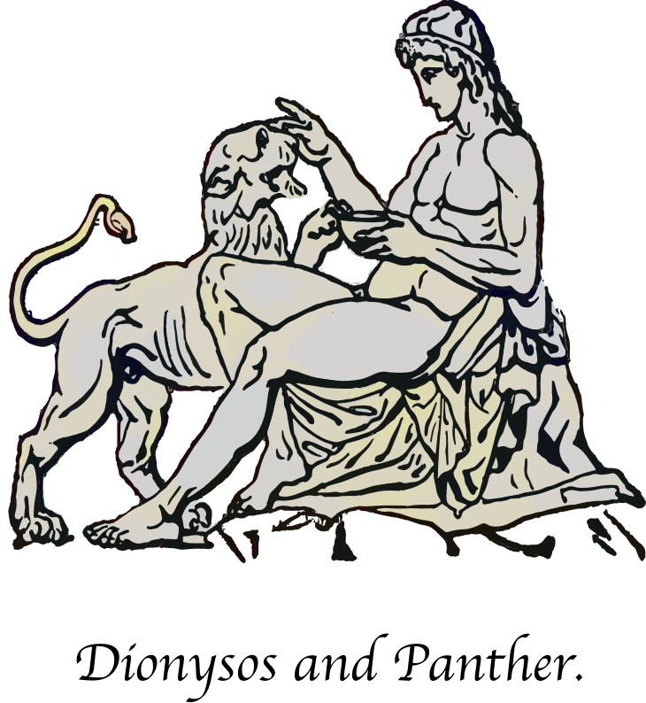 The Greek God Dionysos (Bacchus) and Panther