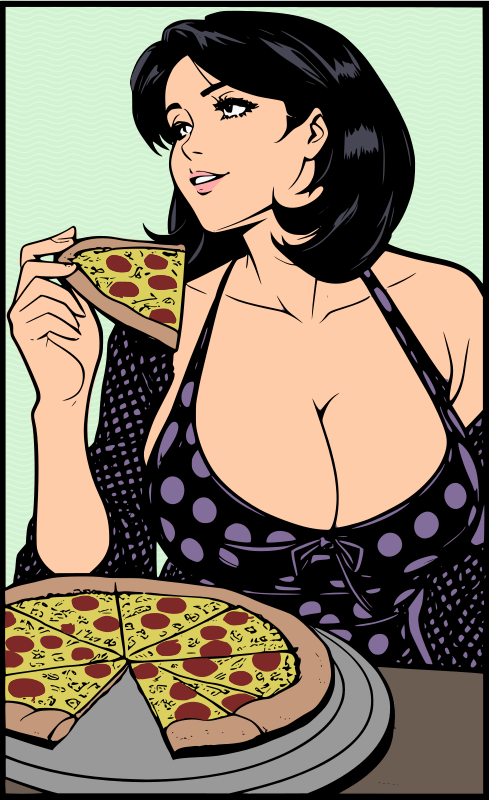 Woman with Pizza - Colour Remix