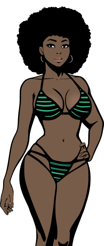 Woman in Bikini with Afro