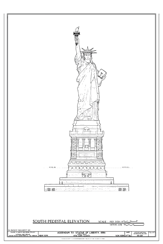 South Pedestal Elevation - Statue of Liberty