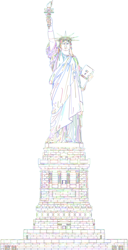 Statue Of Liberty Line Art High Detail Chromatic II No Silhouette